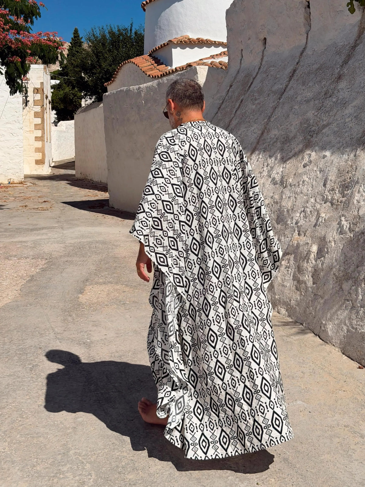 Men's Handmade Black Viscose Kaftan Long Relaxed Tunic