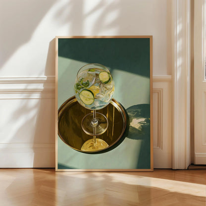 Gin and Tonic Cocktail Art Print, Bar Cart Wall Decor