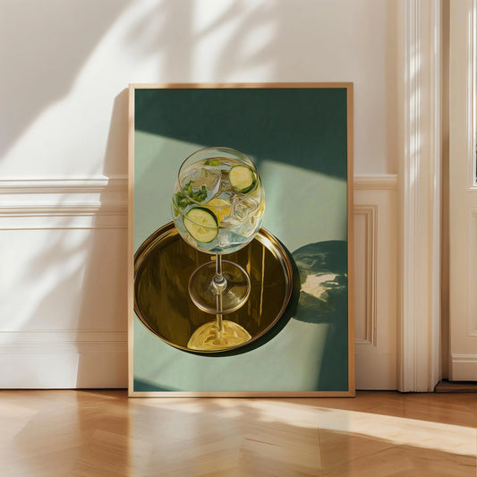 Gin and Tonic Cocktail Art Print, Bar Cart Wall Decor
