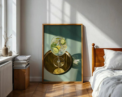 Gin and Tonic Cocktail Art Print, Bar Cart Wall Decor