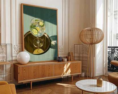 Gin and Tonic Cocktail Art Print, Bar Cart Wall Decor